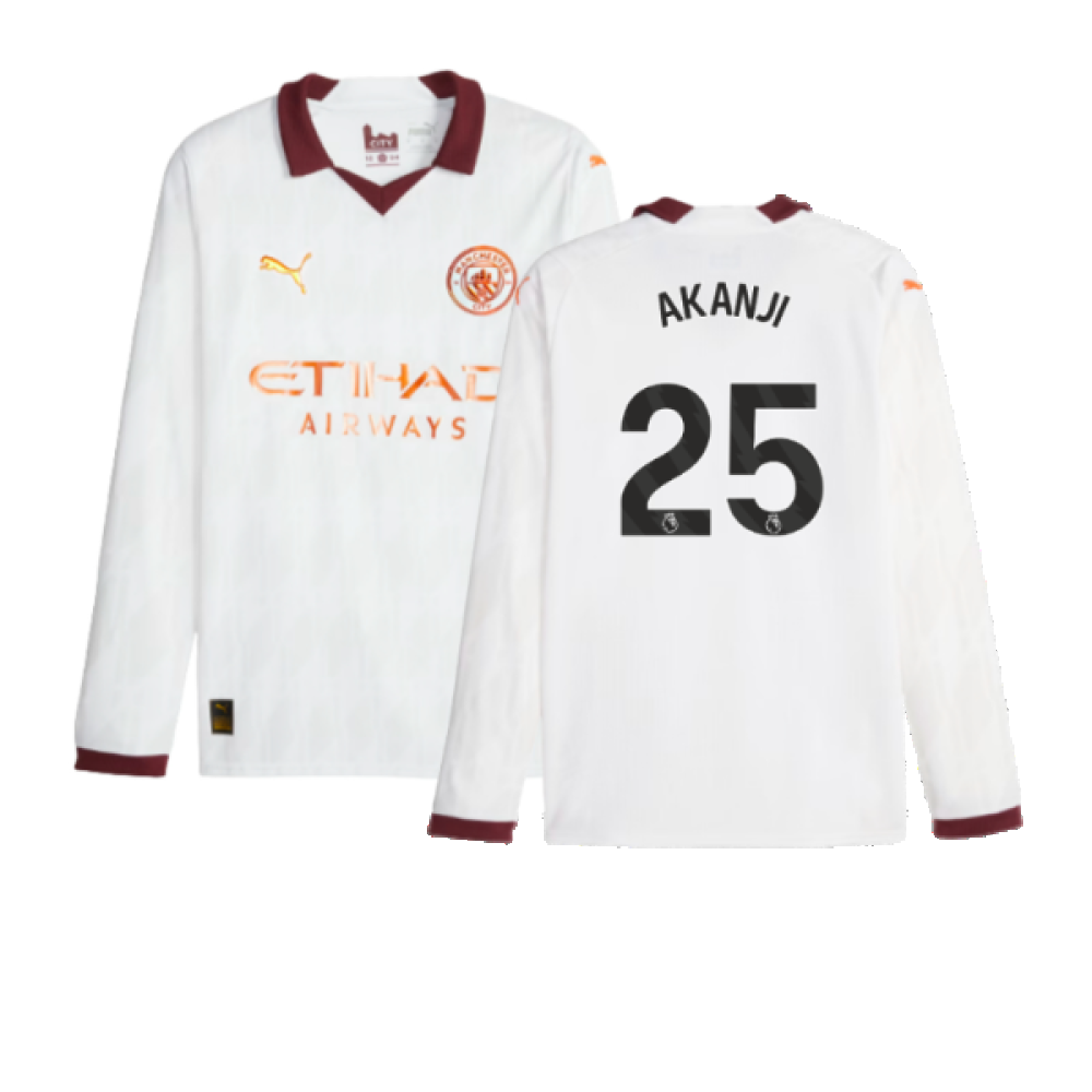 2023-2024 Man City Long Sleeve Away Shirt (AKANJI 25)