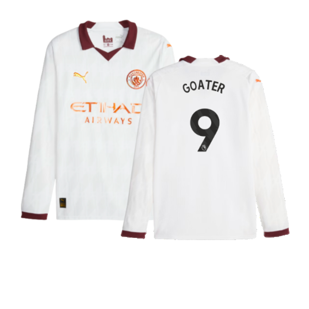 2023-2024 Man City Long Sleeve Away Shirt (GOATER 9)