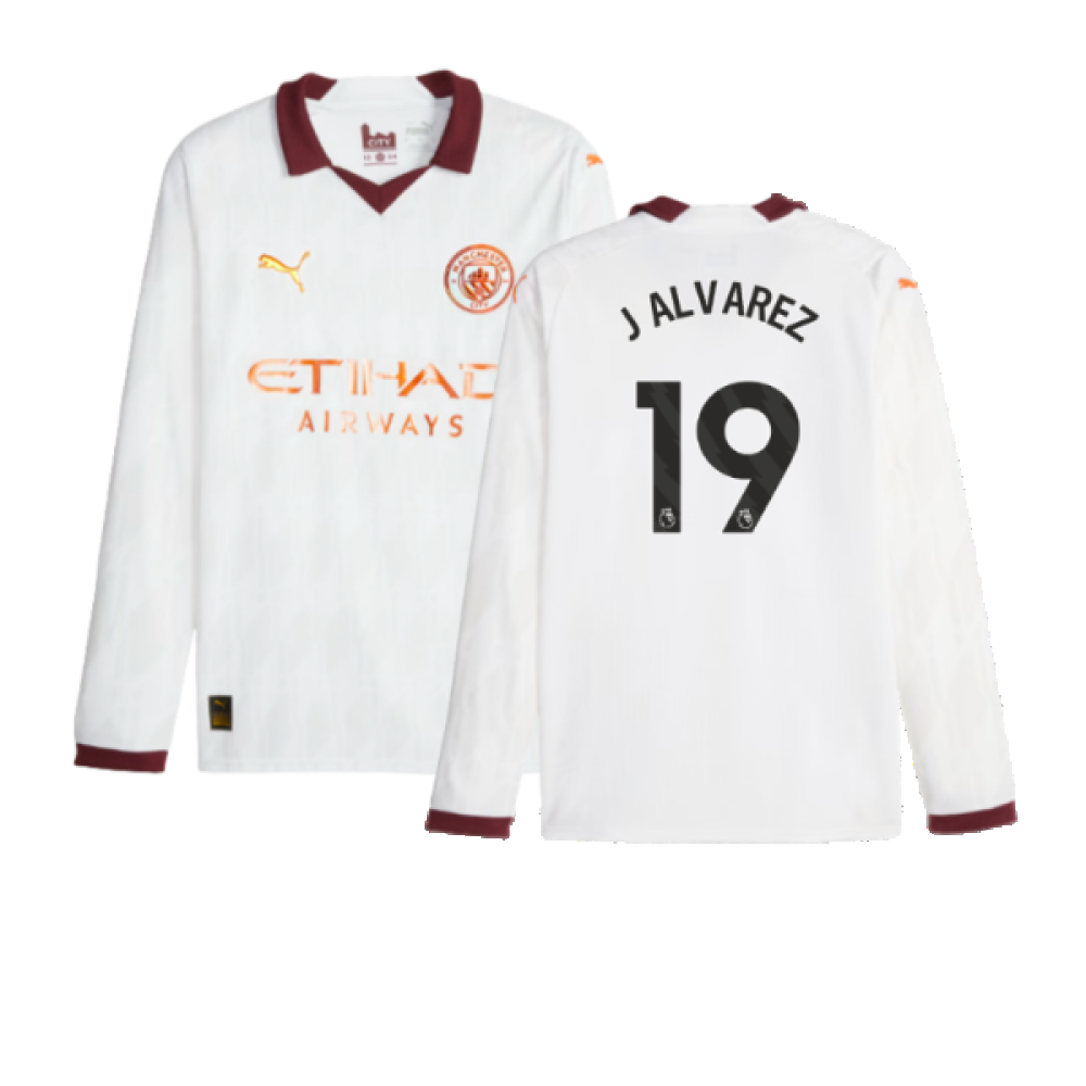 2023-2024 Man City Long Sleeve Away Shirt (J ALVAREZ 19)