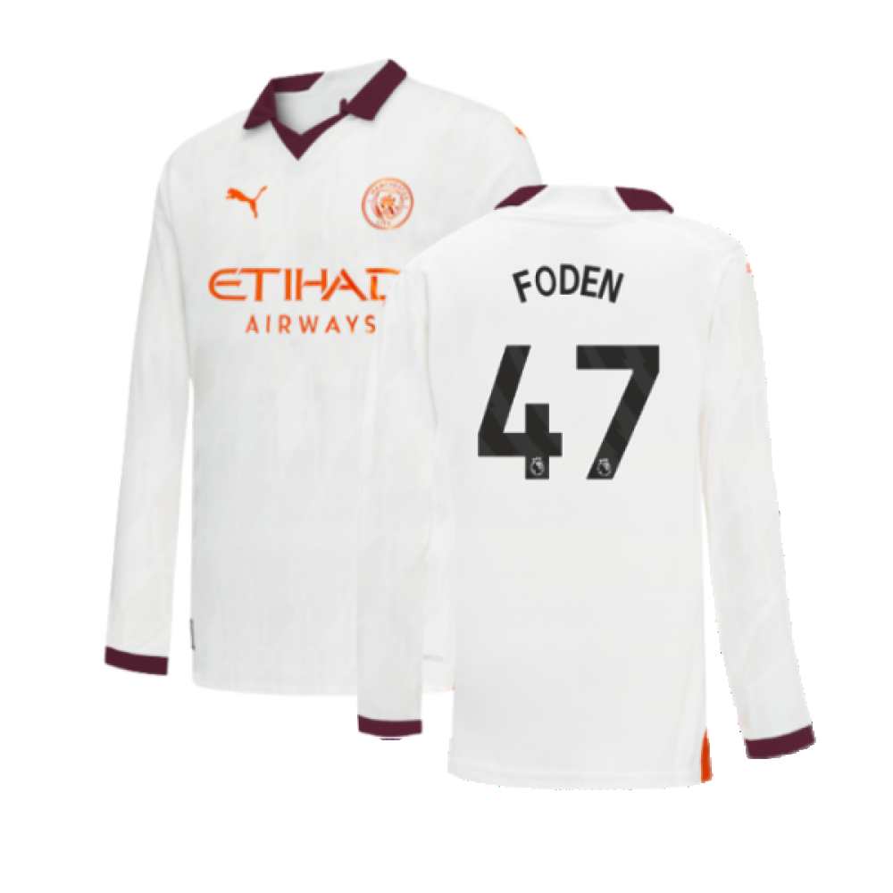 2023-2024 Man City Long Sleeve Away Shirt (Kids) (FODEN 47)