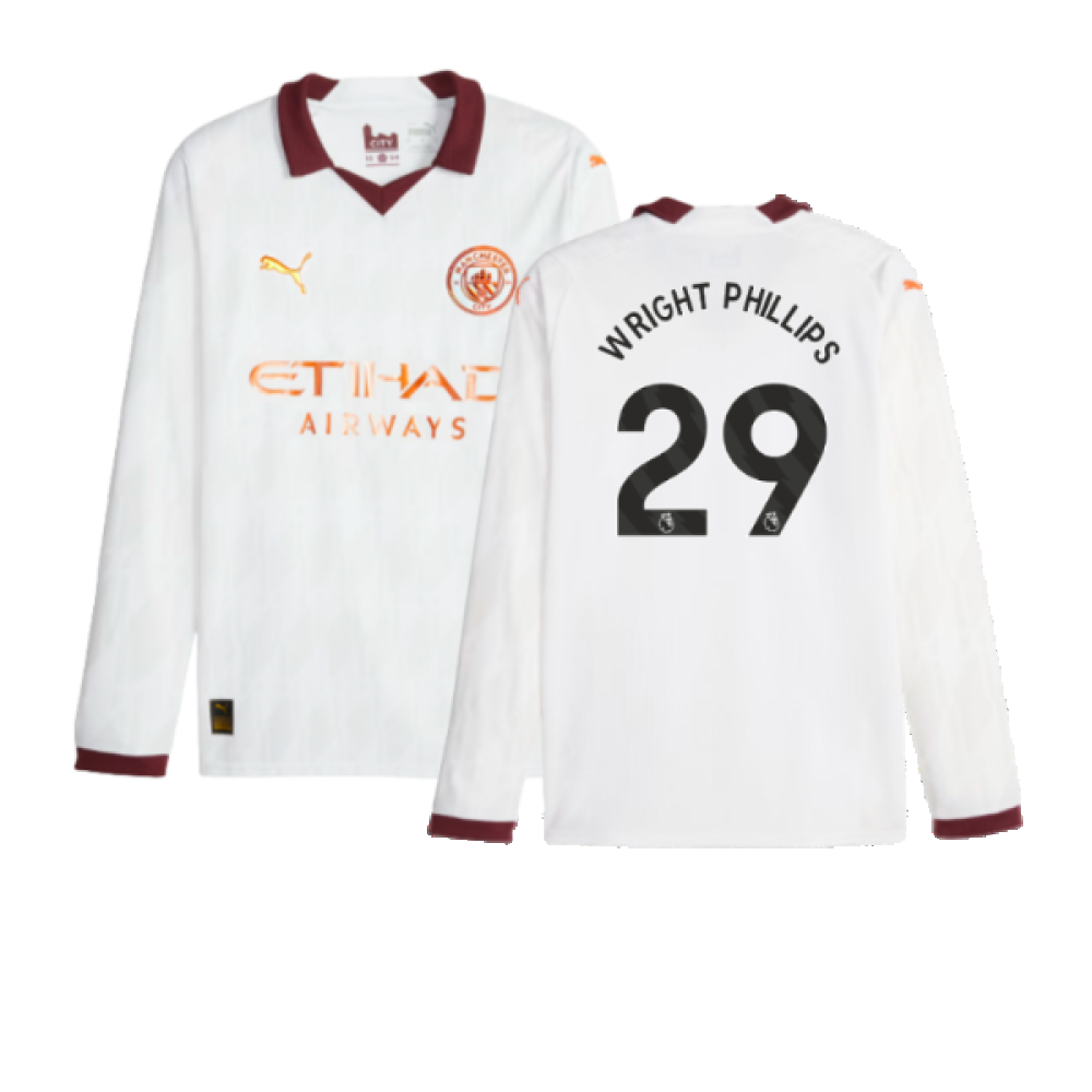 2023-2024 Man City Long Sleeve Away Shirt (WRIGHT PHILLIPS 29)