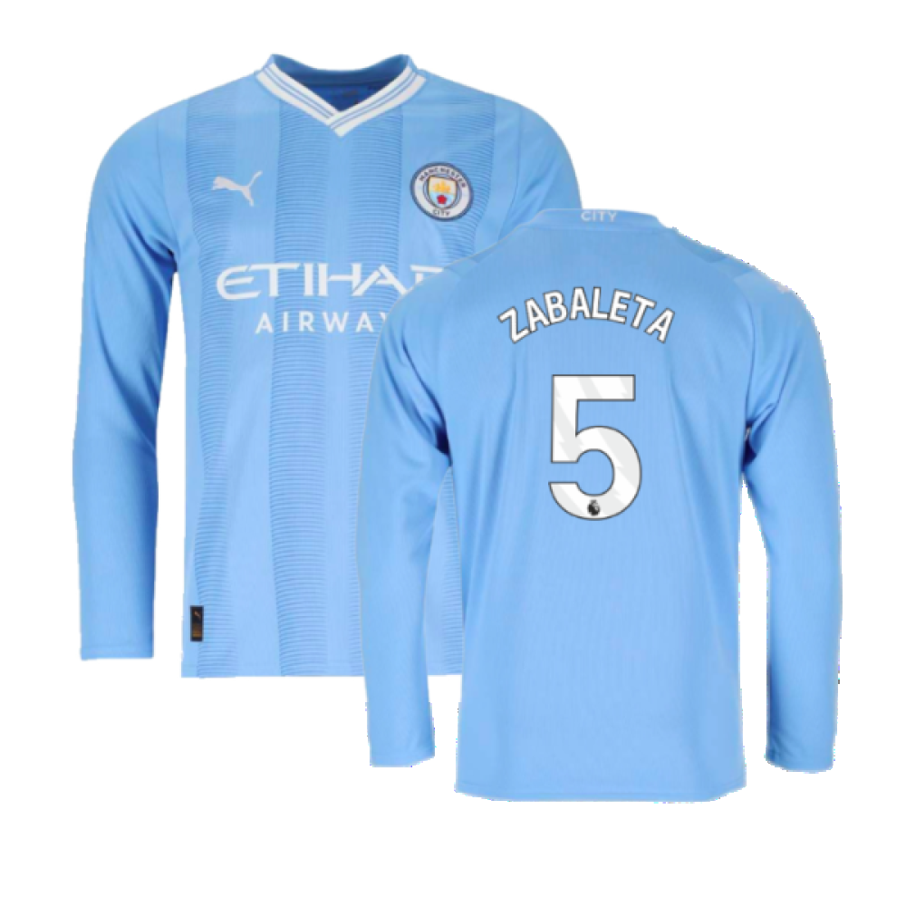 2023-2024 Man City Long Sleeve Home Shirt (ZABALETA 5)