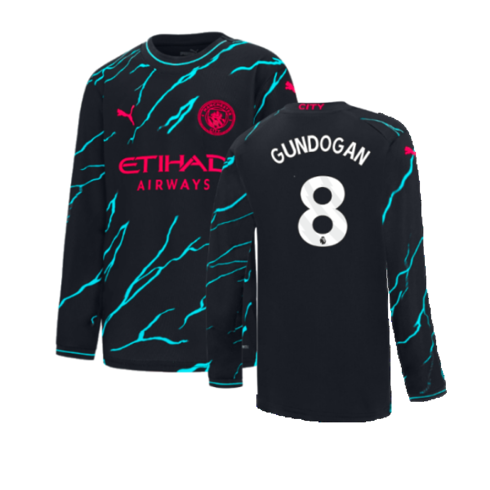 2023-2024 Man City Long Sleeve Third Shirt (Kids) (GUNDOGAN 8)