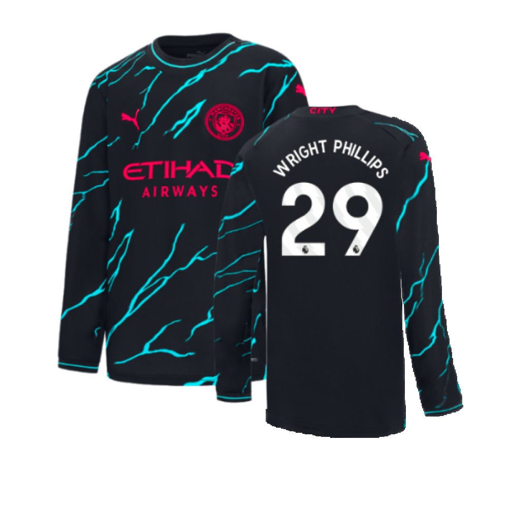 2023-2024 Man City Long Sleeve Third Shirt (Kids) (WRIGHT PHILLIPS 29)