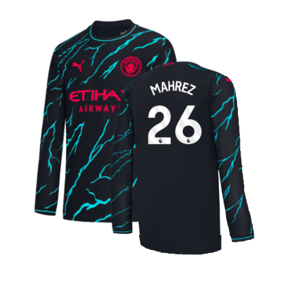 2023-2024 Man City Long Sleeve Third Shirt (MAHREZ 26)