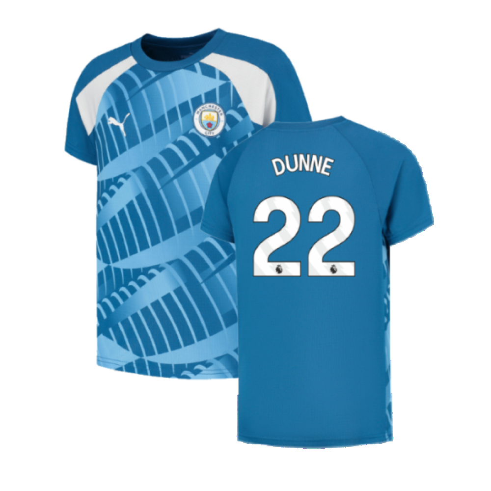 2023-2024 Man City Pre-Match Jersey (Lake Blue) (DUNNE 22)