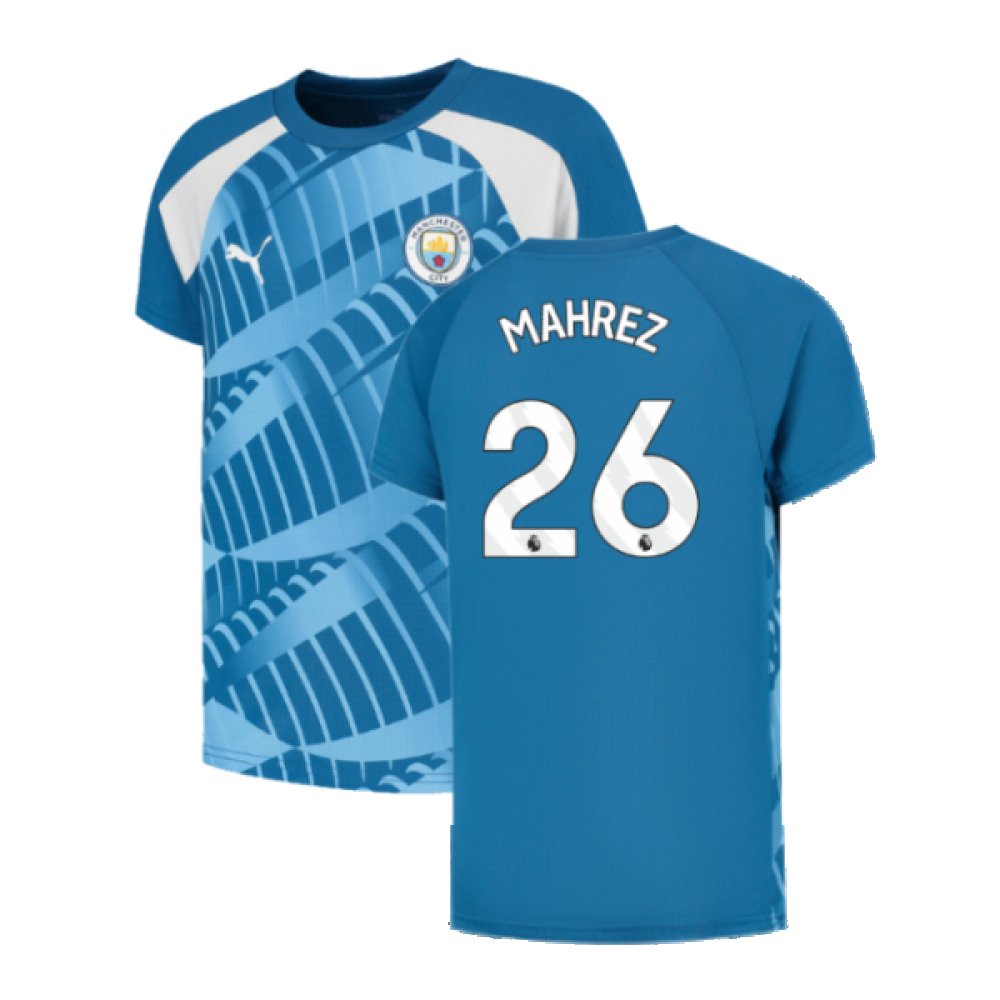 2023-2024 Man City Pre-Match Jersey (Lake Blue) - Kids (MAHREZ 26)