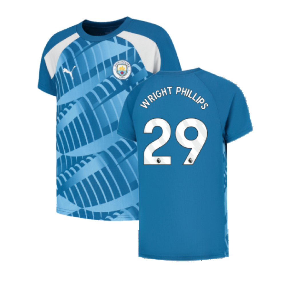 2023-2024 Man City Pre-Match Jersey (Lake Blue) (WRIGHT PHILLIPS 29)