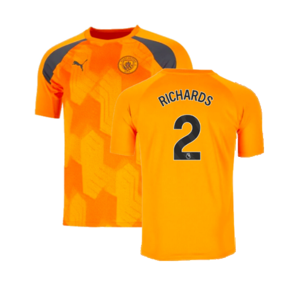 2023-2024 Man City Pre-Match Jersey (Orange) (RICHARDS 2)