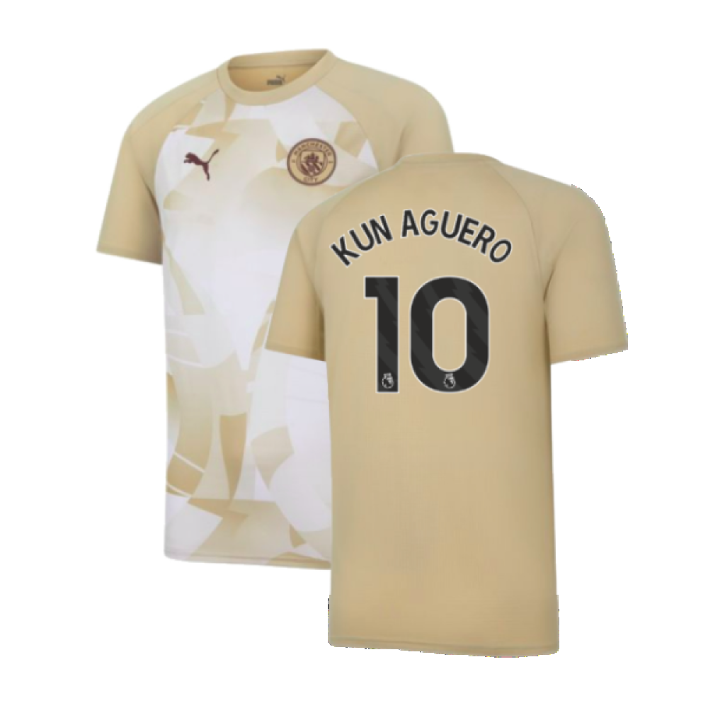 2023-2024 Man City Prematch SS Jersey (Granola) - Kids (KUN AGUERO 10)