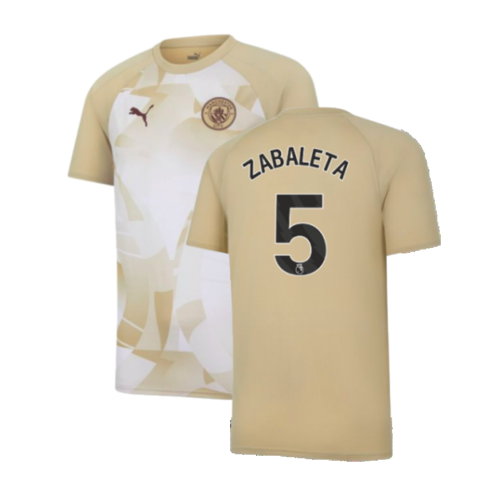 2023-2024 Man City Prematch SS Jersey (Granola) - Kids (ZABALETA 5)