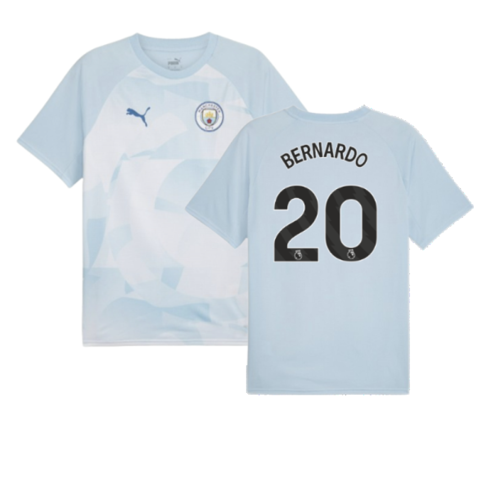2023-2024 Man City Prematch SS Jersey (Silver Sky) (BERNARDO 20)