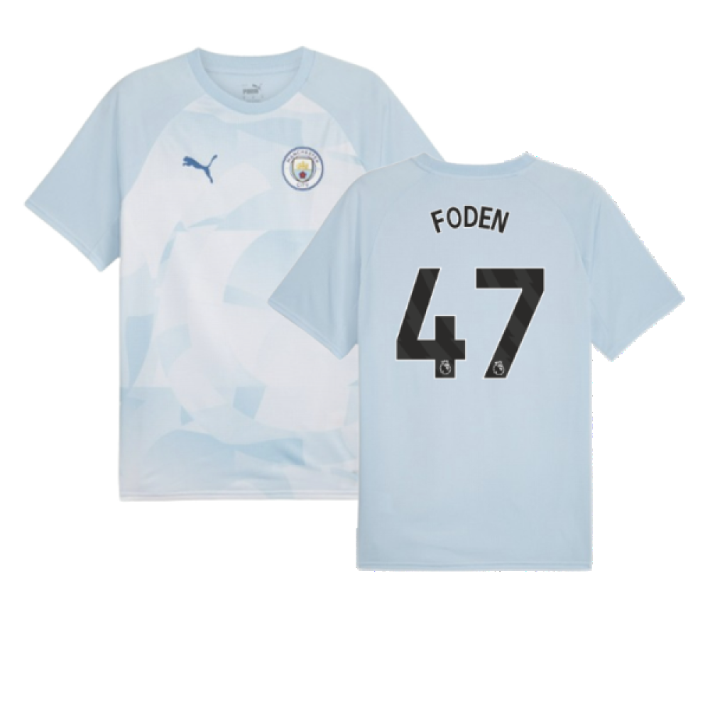 2023-2024 Man City Prematch SS Jersey (Silver Sky) (FODEN 47)