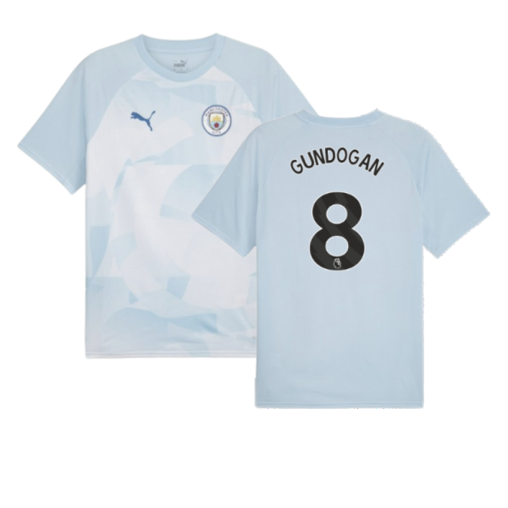 2023-2024 Man City Prematch SS Jersey (Silver Sky) (GUNDOGAN 8)