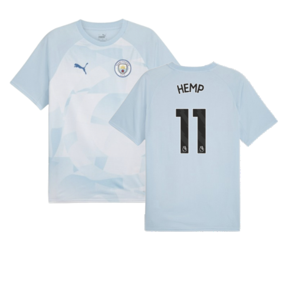 2023-2024 Man City Prematch SS Jersey (Silver Sky) (Hemp 11)