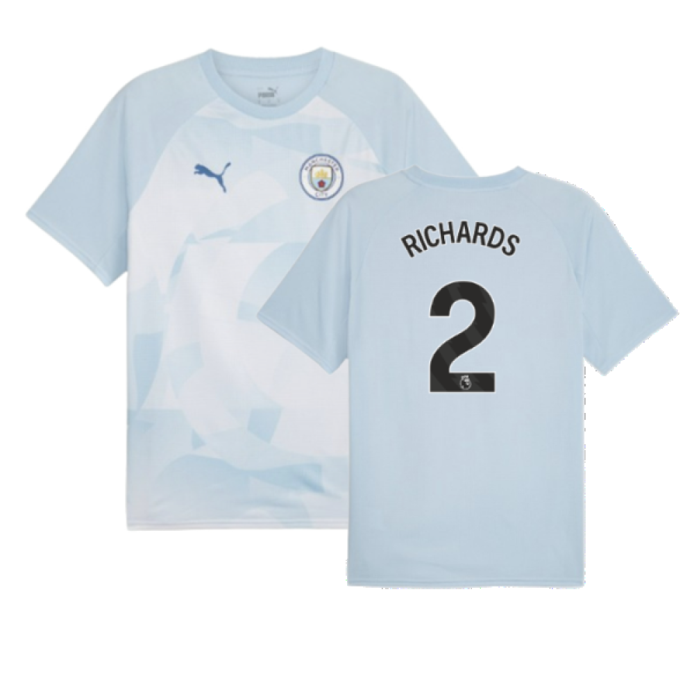 2023-2024 Man City Prematch SS Jersey (Silver Sky) - Kids (RICHARDS 2)