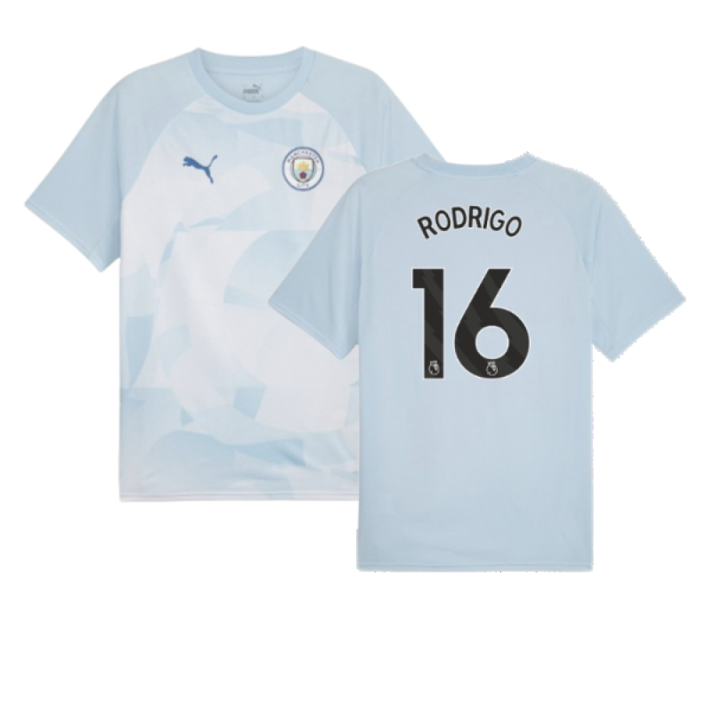 2023-2024 Man City Prematch SS Jersey (Silver Sky) (RODRIGO 16)