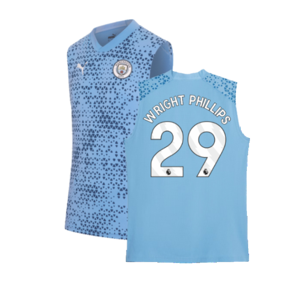 2023-2024 Man City Sleeveless Training Jersey (Light Blue) (WRIGHT PHILLIPS 29)