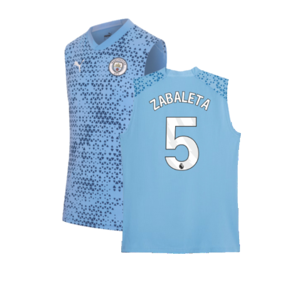 2023-2024 Man City Sleeveless Training Jersey (Light Blue) (ZABALETA 5)