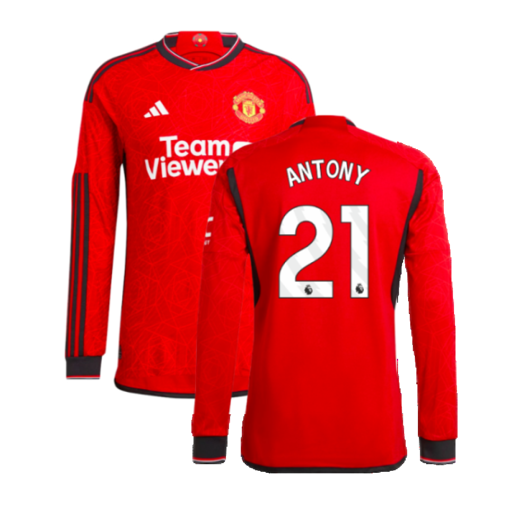 2023-2024 Man Utd Authentic Long Sleeve Home Shirt (Antony 21)
