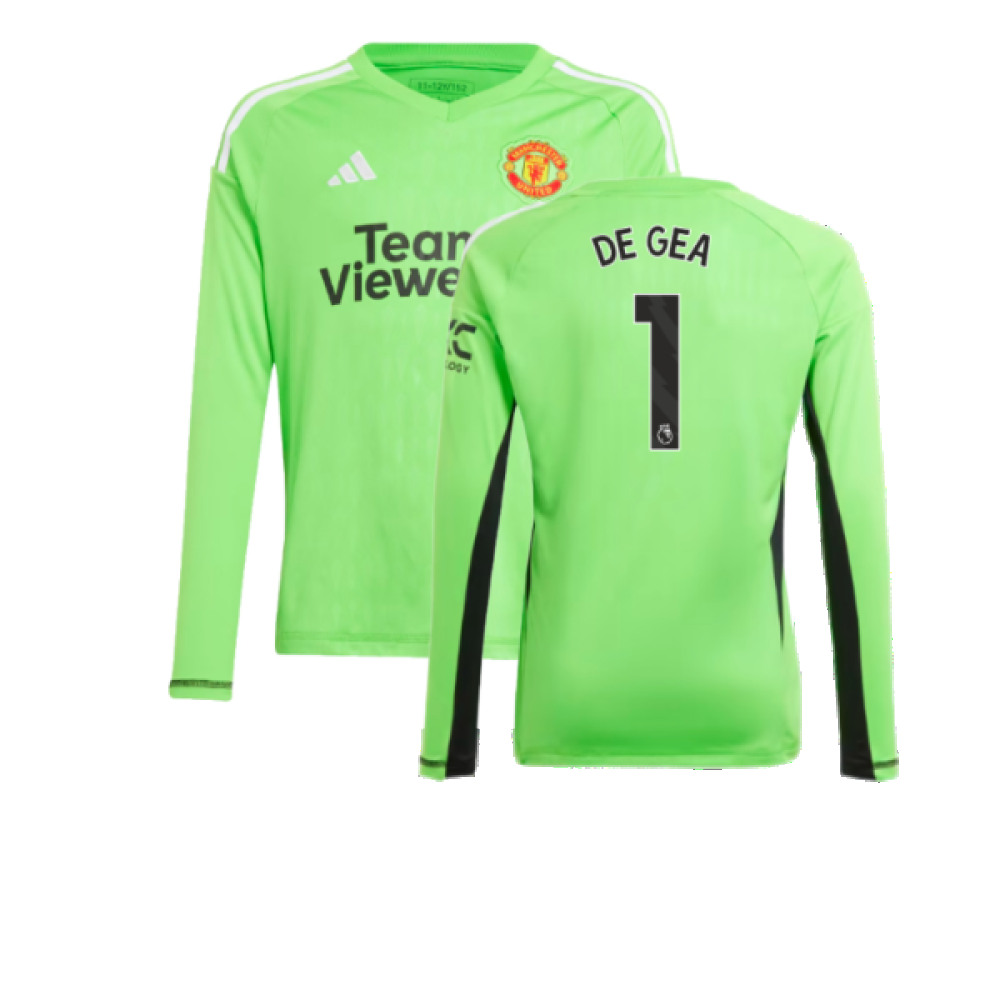 2023-2024 Man Utd Home Goalkeeper Shirt (Solar Green) - Kids (DE GEA 1)