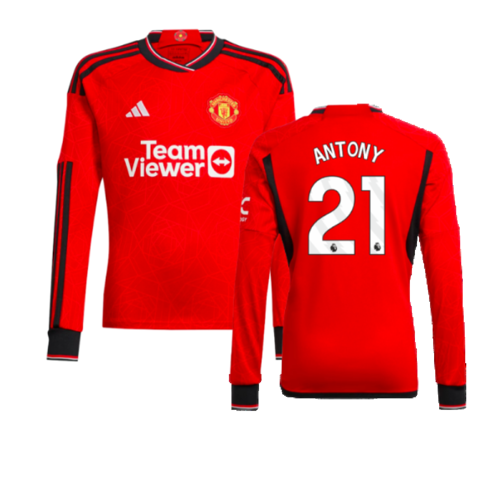 2023-2024 Man Utd Home Long Sleeve Shirt (Kids) (Antony 21)