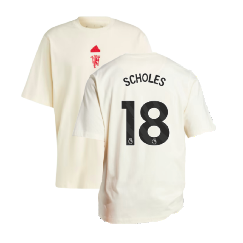 2023-2024 Man Utd Lifestyle OS Tee (White) (Scholes 18)