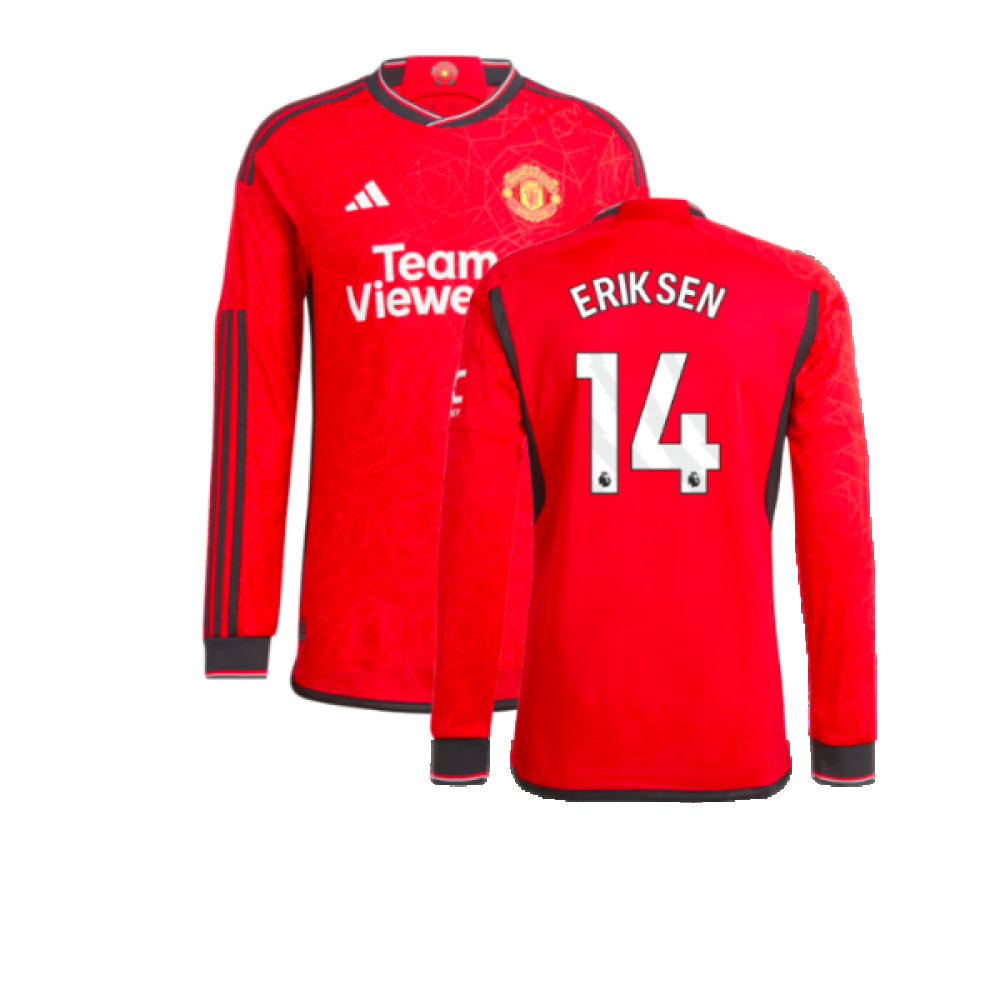 2023-2024 Man Utd Long Sleeve Home Shirt (Eriksen 14)