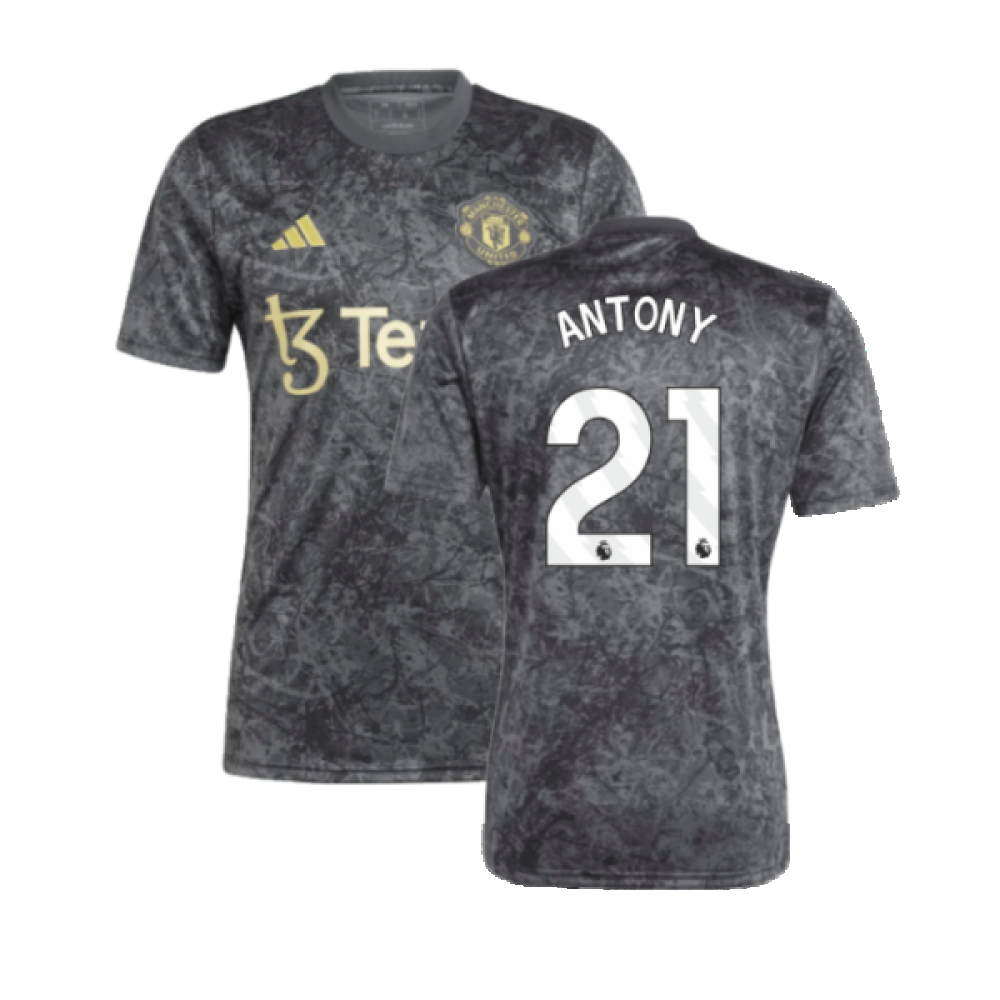 2023-2024 Man Utd Pre-Match Shirt (Black) (Antony 21)