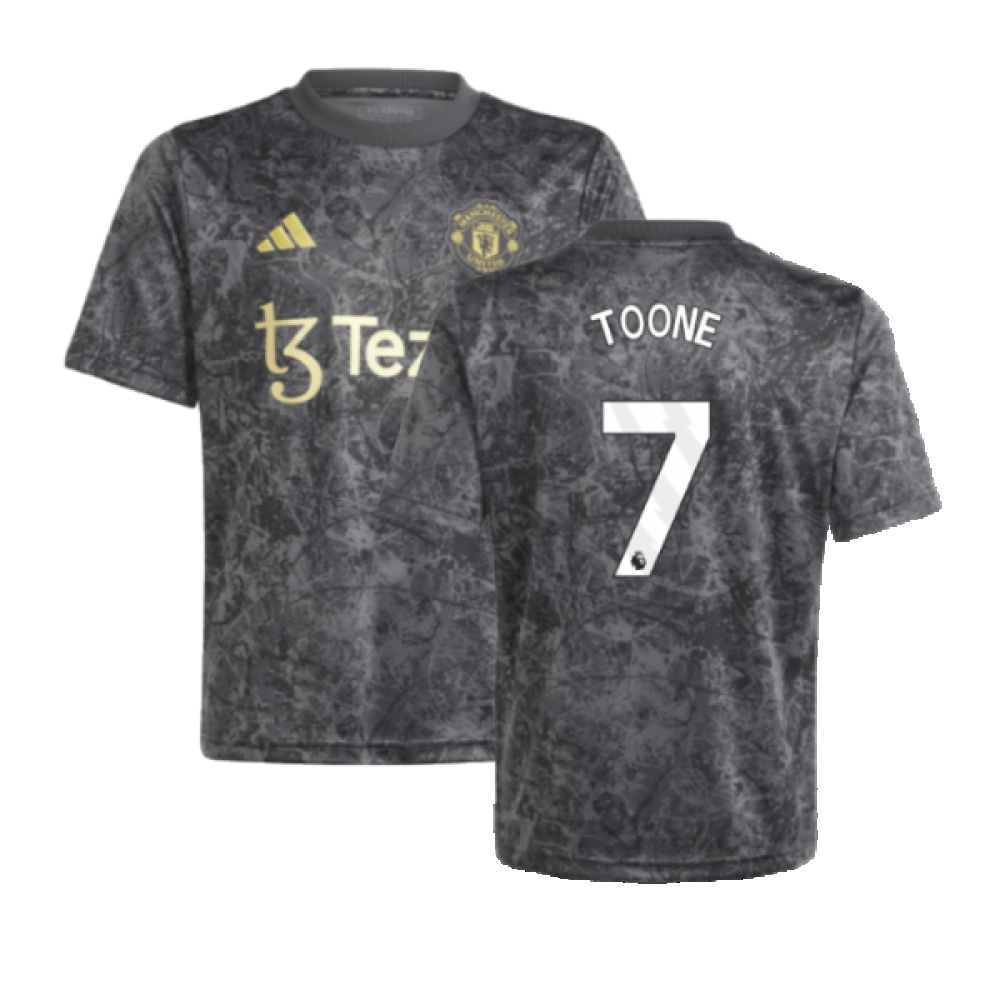 2023-2024 Man Utd Pre-Match Shirt (Black) - Kids (Toone 7)