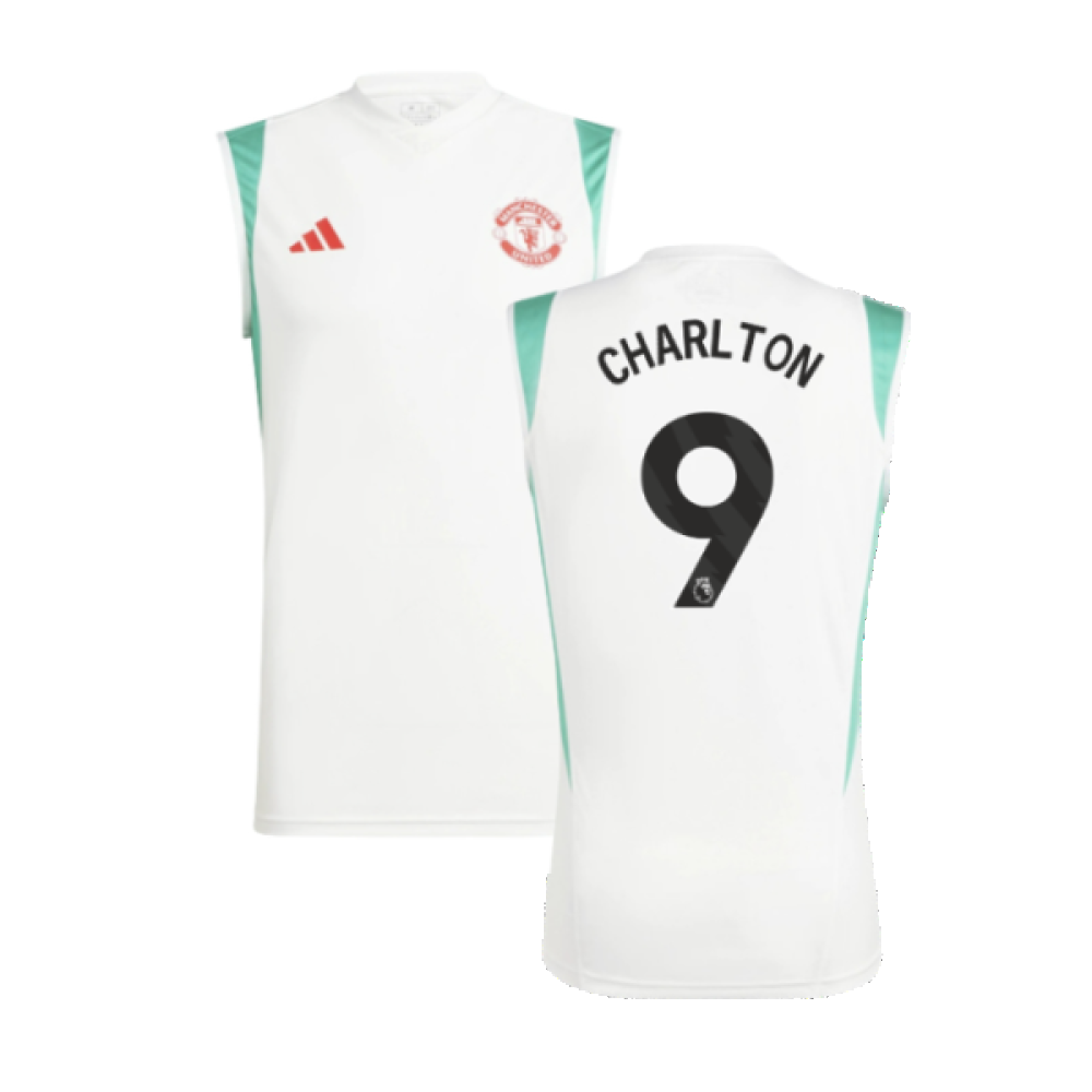 2023-2024 Man Utd Sleeveless Jersey (White) (Charlton 9)