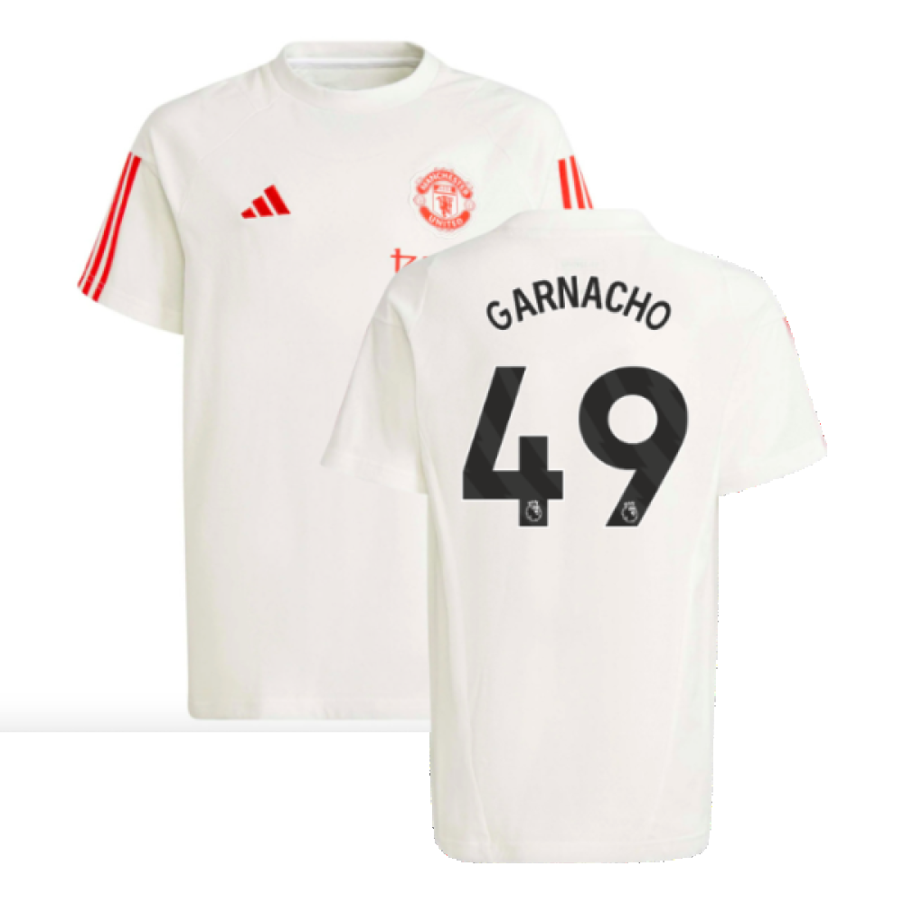 2023-2024 Man Utd Training Tee (White) - Kids (Garnacho 17)