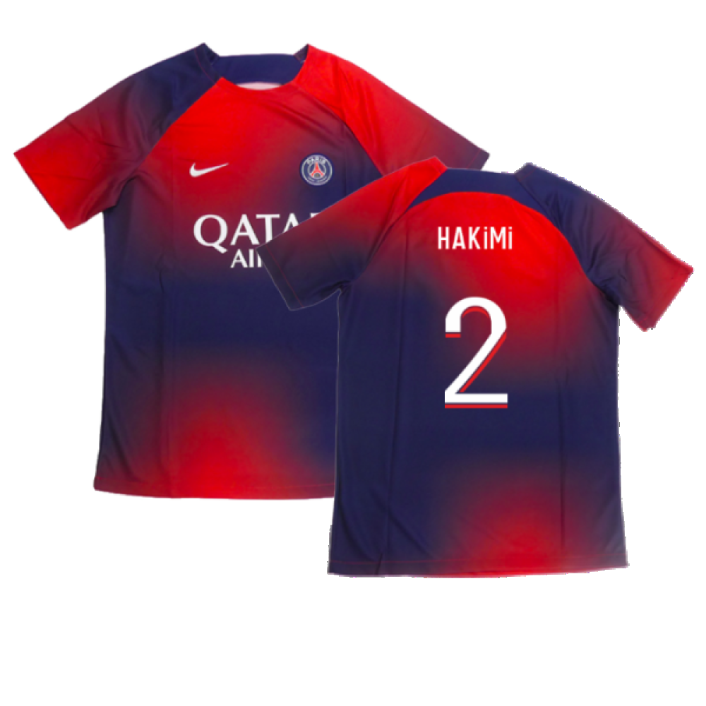 2023-2024 PSG Academy Pro Dri-FIT Pre-Match Shirt (Red) (Hakimi 2)