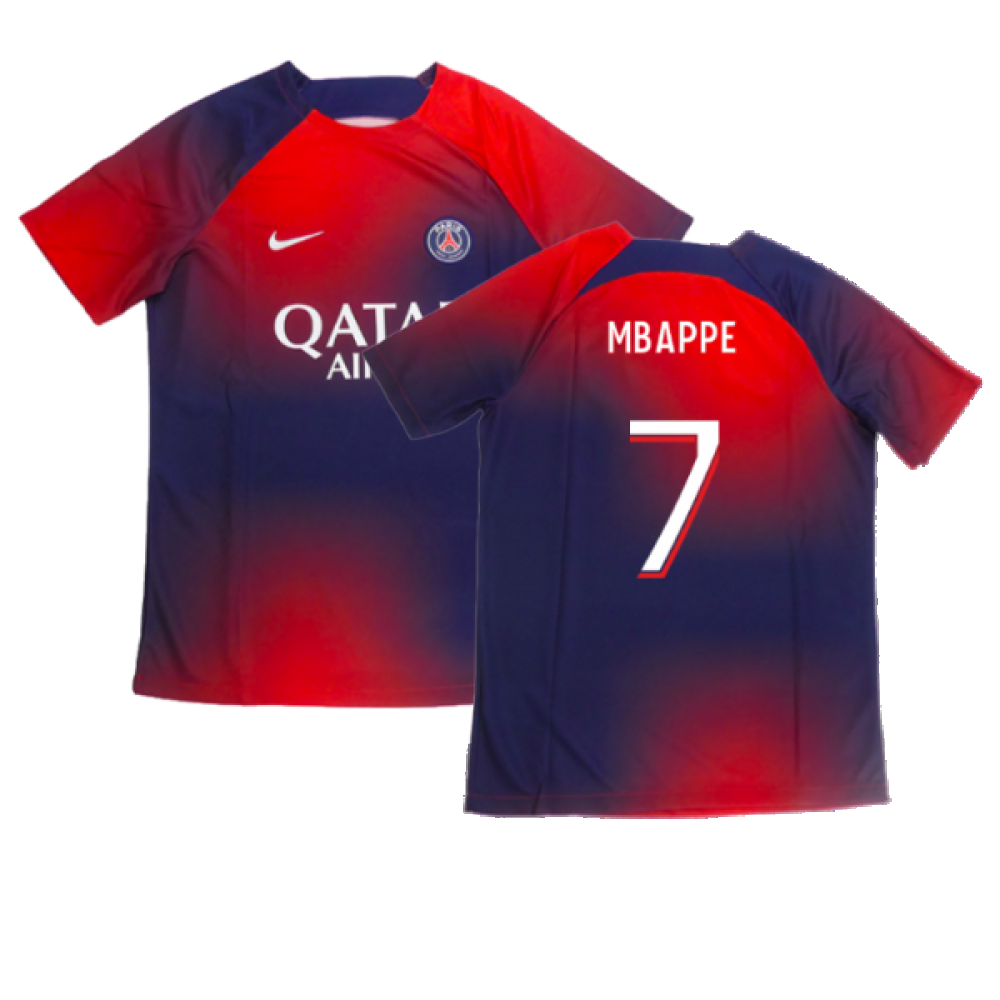 2023-2024 PSG Academy Pro Dri-FIT Pre-Match Shirt (Red) (Mbappe 7)