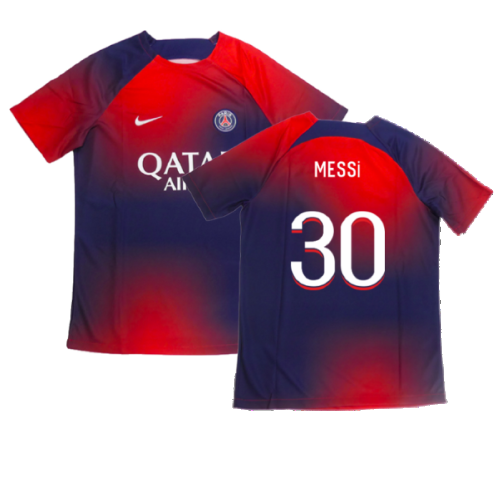 2023-2024 PSG Academy Pro Dri-FIT Pre-Match Shirt (Red) (Messi 30)