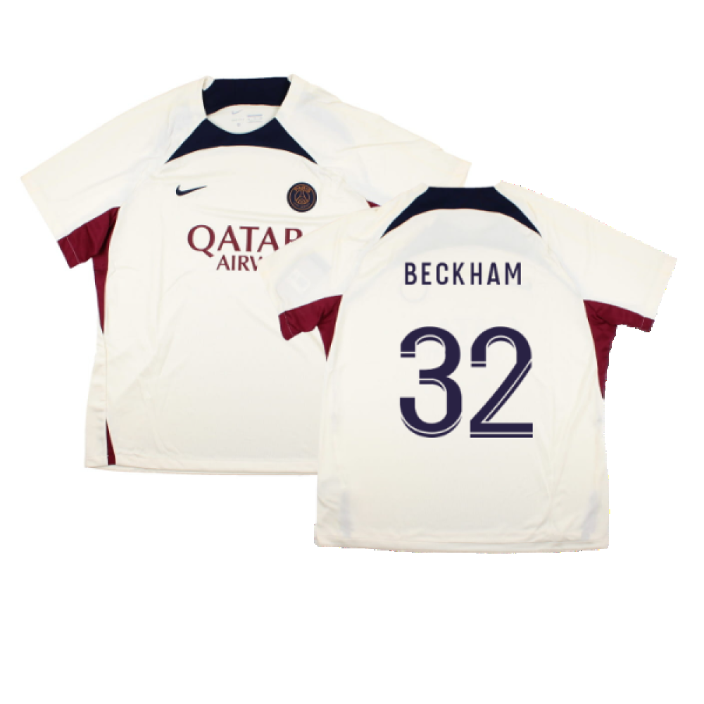 2023-2024 PSG Strike Dri-Fit Training Shirt (Cream) (Beckham 32)