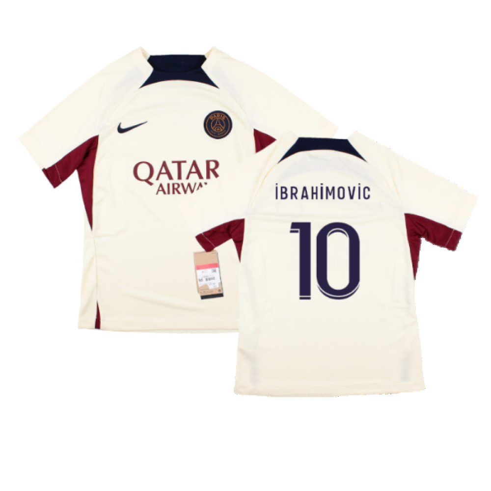 2023-2024 PSG Strike Dri-Fit Training Shirt (Cream) - Kids (Ibrahimovic 10)