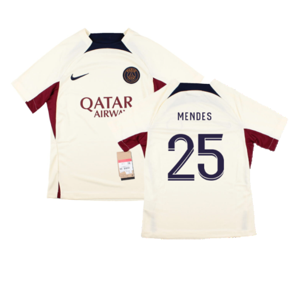 2023-2024 PSG Strike Dri-Fit Training Shirt (Cream) - Kids (N Mendes 25)