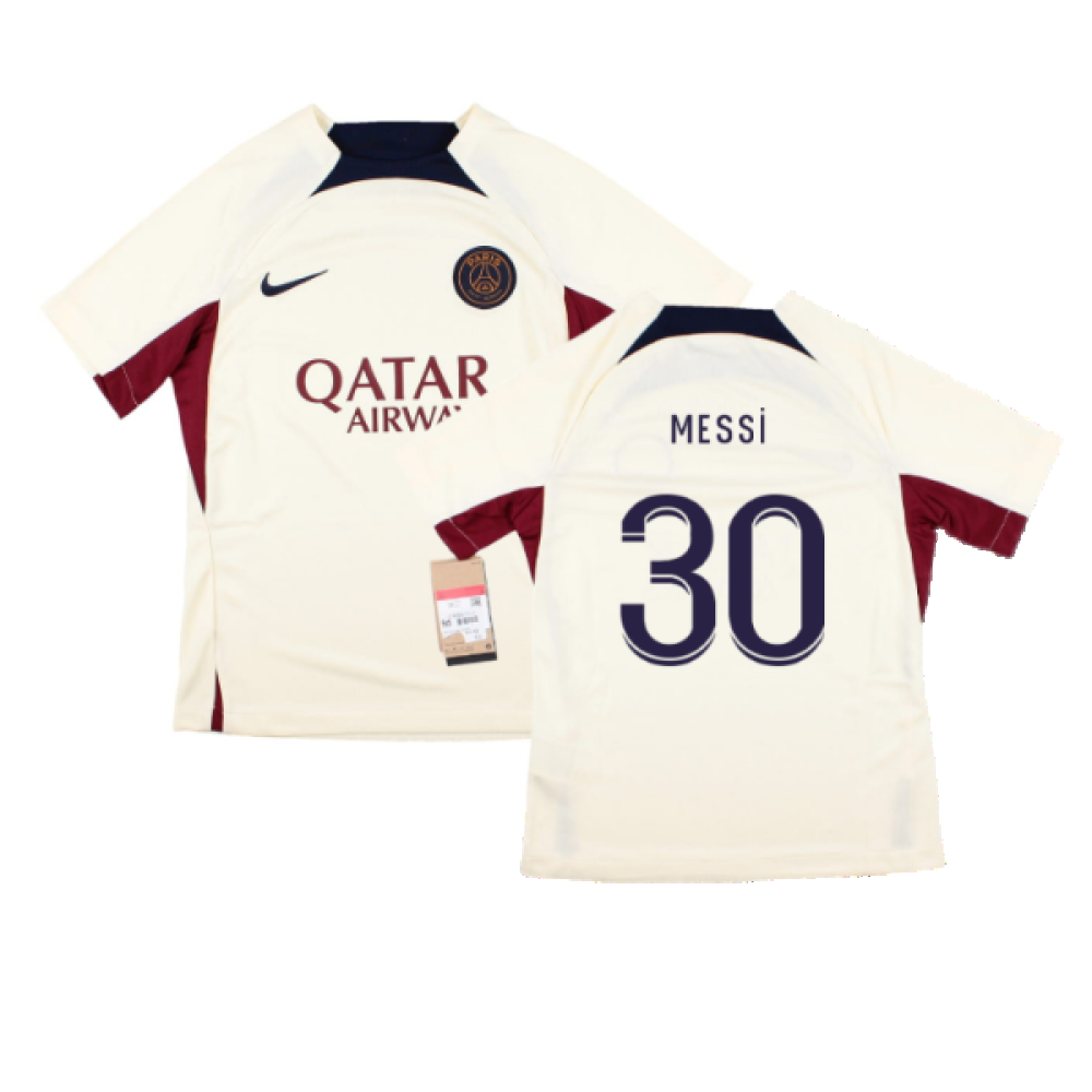 2023-2024 PSG Strike Dri-Fit Training Shirt (Cream) - Kids (Messi 30)