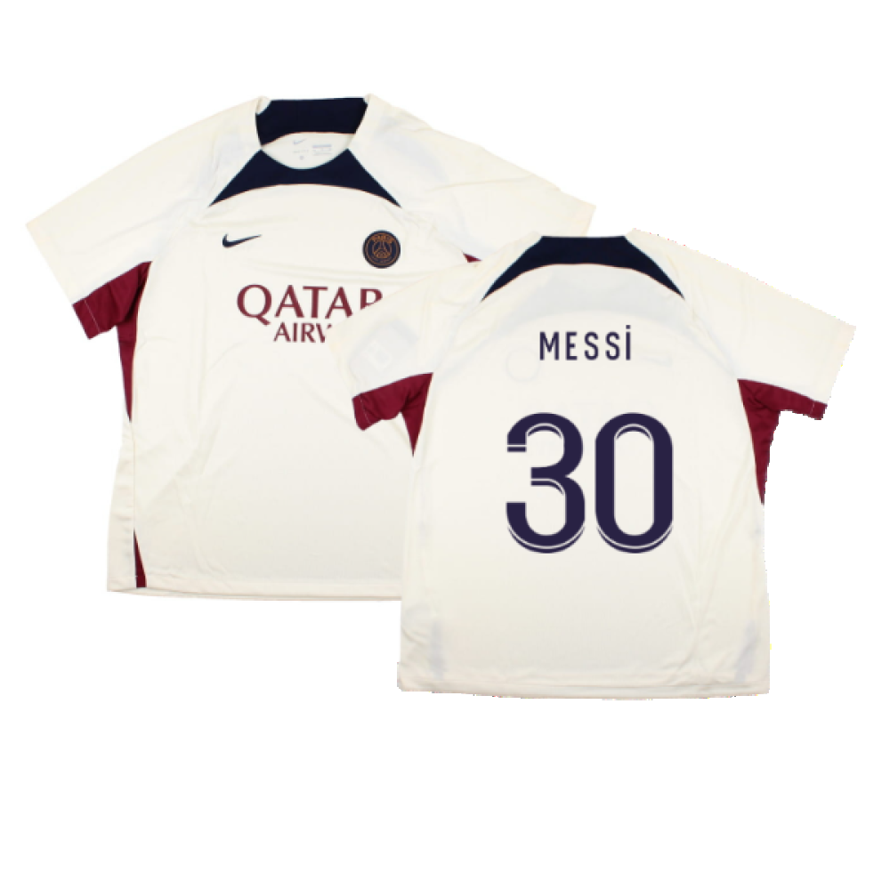 2023-2024 PSG Strike Dri-Fit Training Shirt (Cream) (Messi 30)