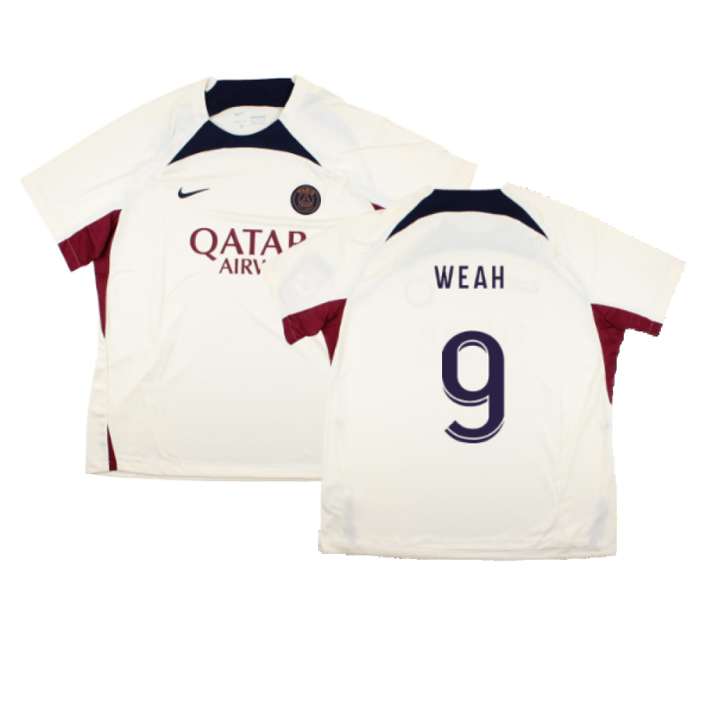 2023-2024 PSG Strike Dri-Fit Training Shirt (Cream) (Weah 9)