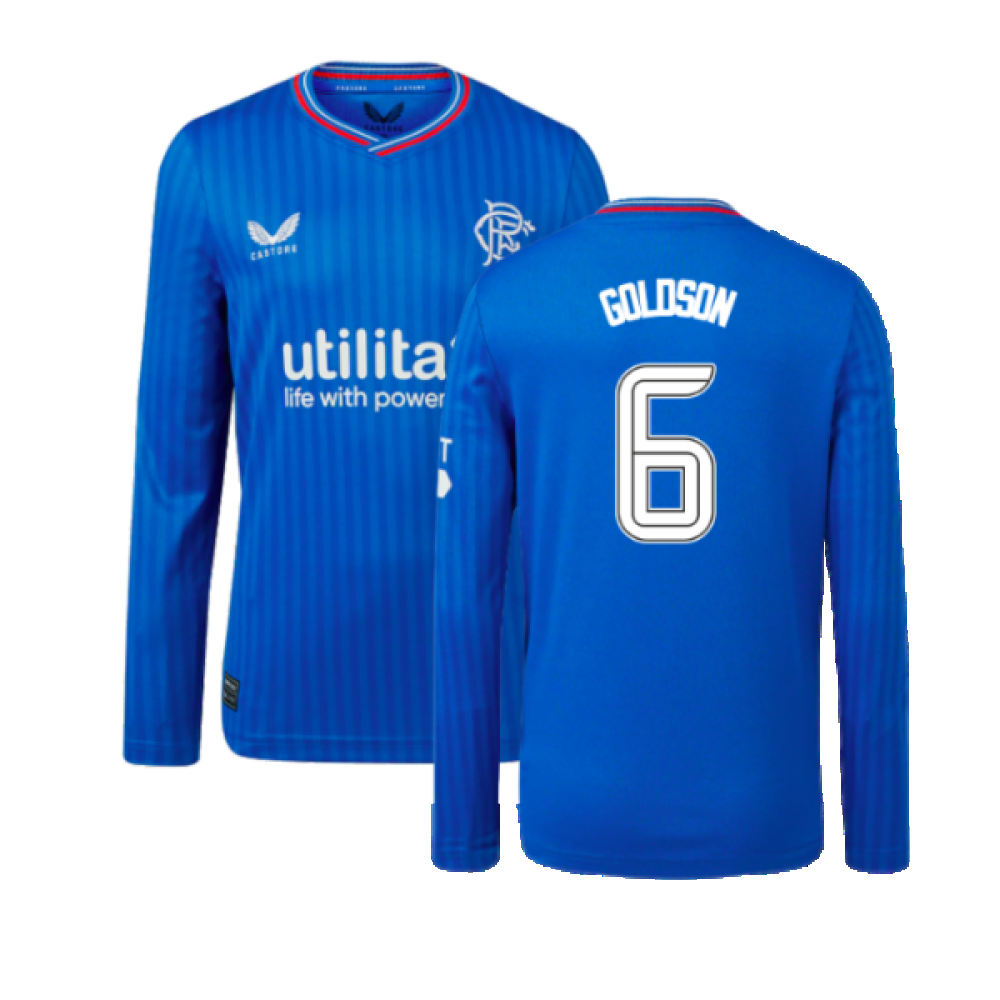 2023-2024 Rangers Long Sleeve Home Shirt (Kids) (Goldson 6)