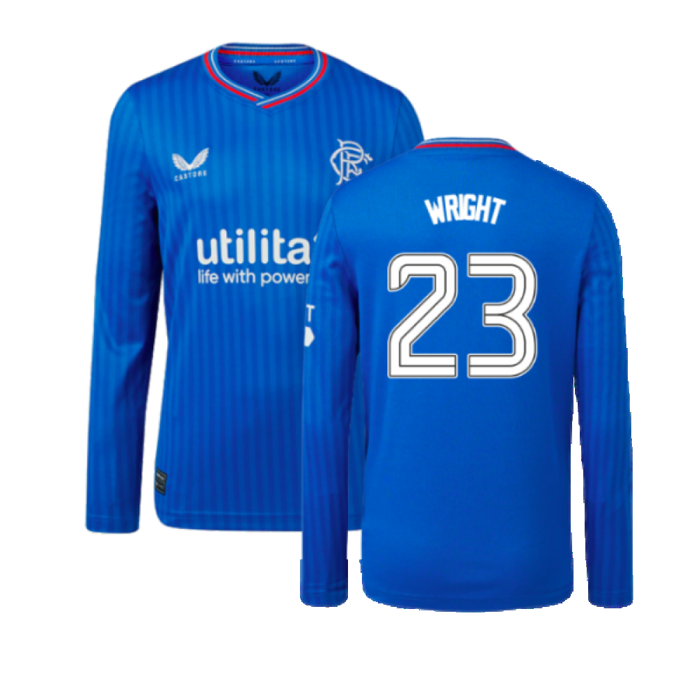 2023-2024 Rangers Long Sleeve Home Shirt (Kids) (Wright 23)