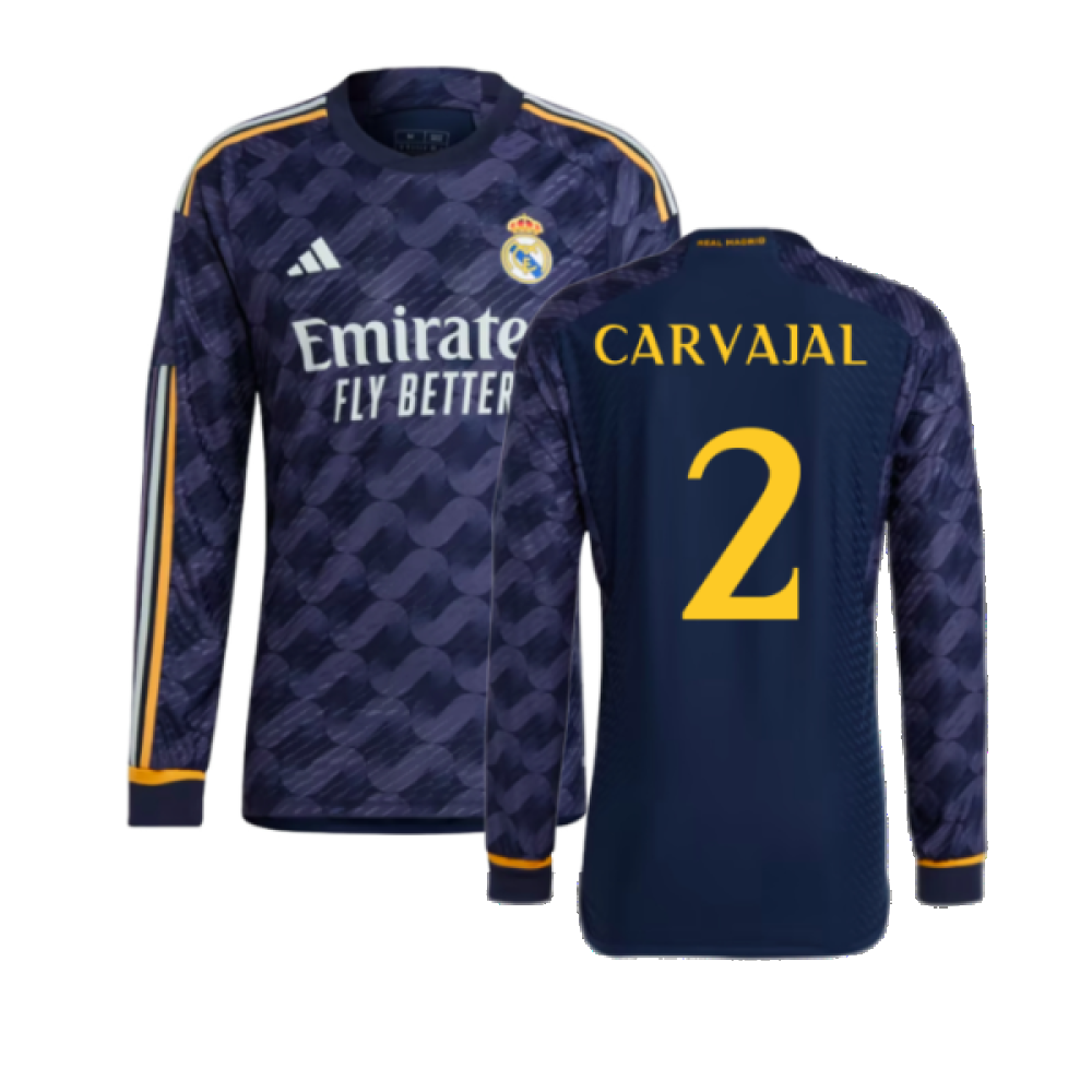 2023-2024 Real Madrid Authentic Long Sleeve Away Shirt (Carvajal 2)