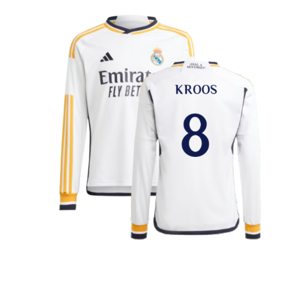 2023-2024 Real Madrid Long Sleeve Home Shirt (Kids) (Kroos 8)