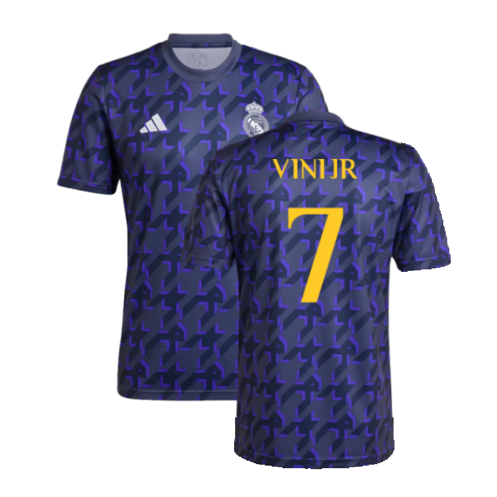 2023-2024 Real Madrid Pre-Match Shirt (Shadow Navy) (Vini Jr 7)