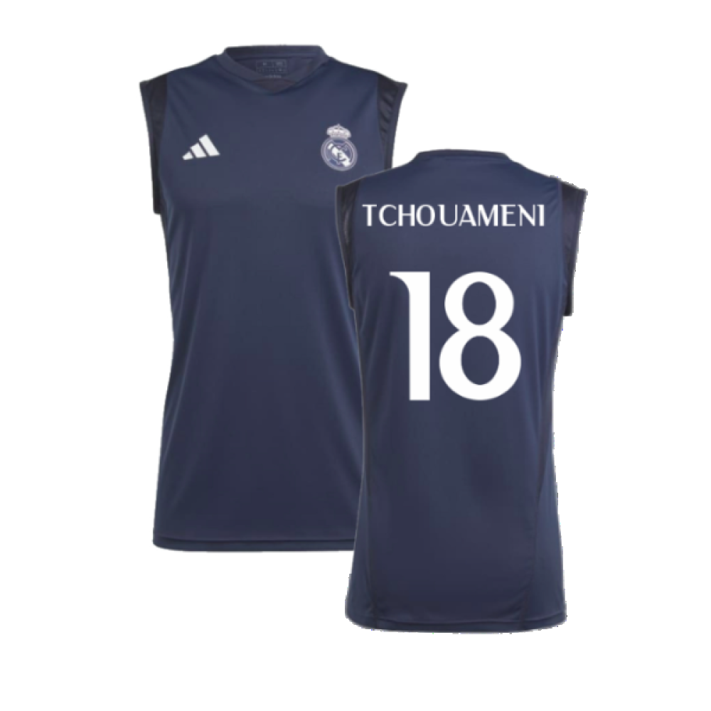 2023-2024 Real Madrid Sleeveless Jersey (Legend Ink) (Tchouameni 18)