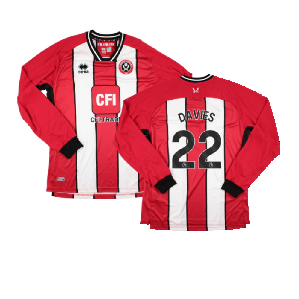 2023-2024 Sheffield United Home Long Sleeve Shirt (Davies 22)