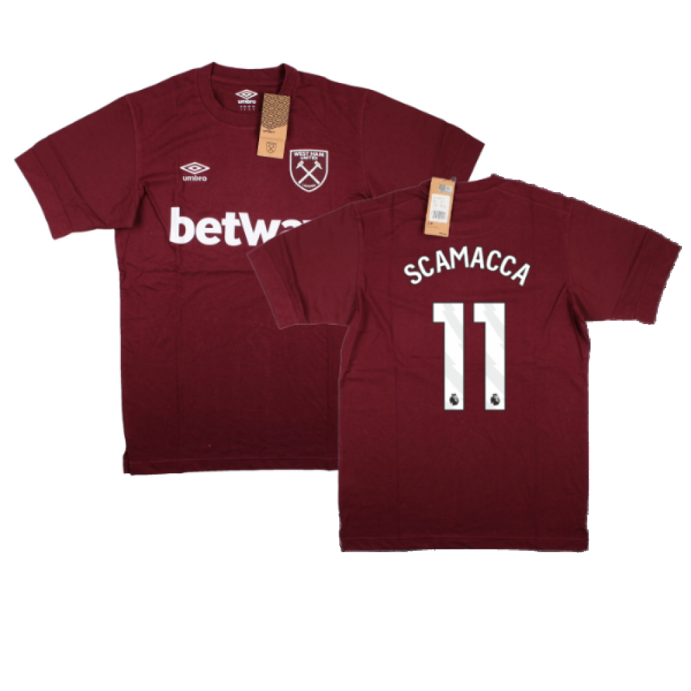 2023-2024 West Ham Leisure Tee (Tawny Port) (SCAMACCA 11)