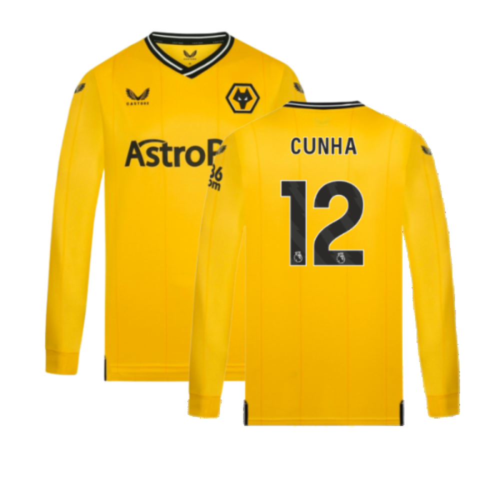 2023-2024 Wolves Long Sleeve Home Shirt (CUNHA 12)